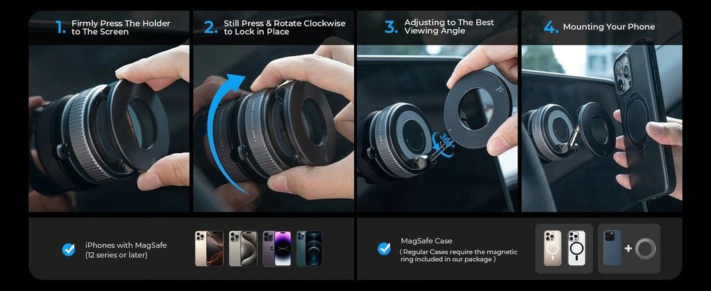 Vacuum Magnetic Phone Holder – 360° Secure Mount