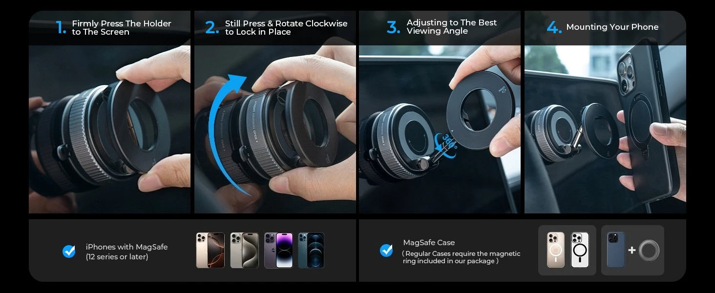 Vacuum Magnetic Phone Holder – 360° Secure Mount