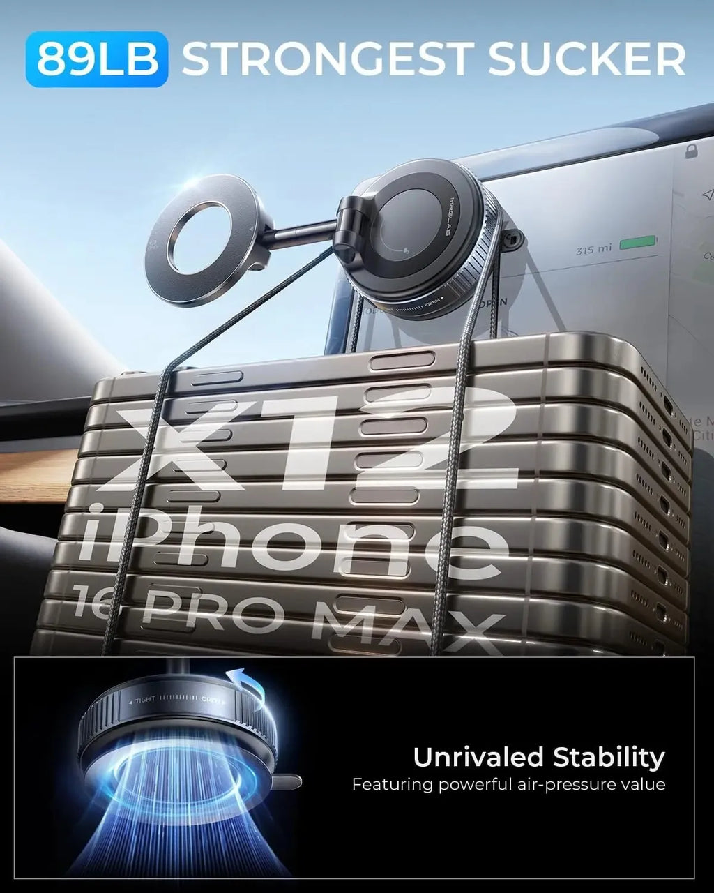 Vacuum Magnetic Phone Holder – 360° Secure Mount